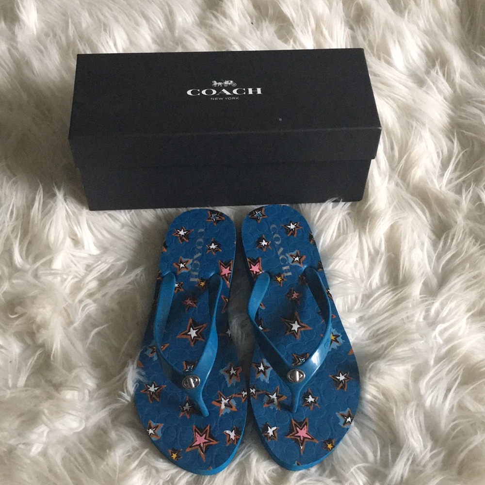 Coach Abbigail Star Rubber Flip Flops Size 8 M